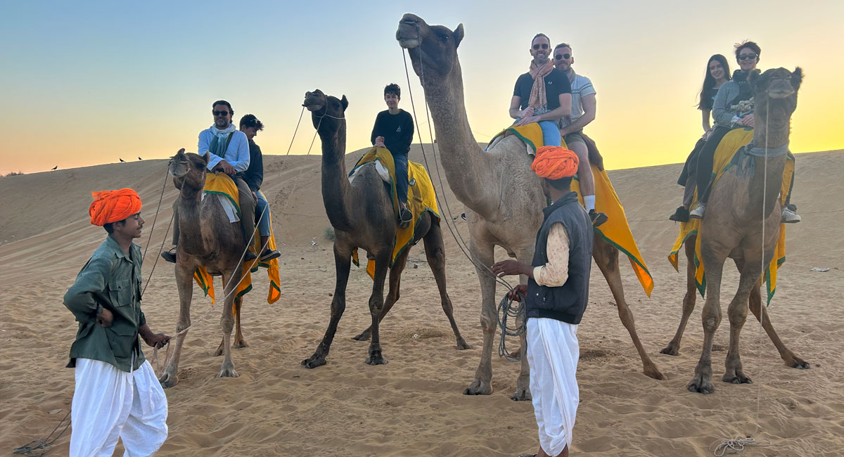 Holiday family photo - camels trek in Northern India