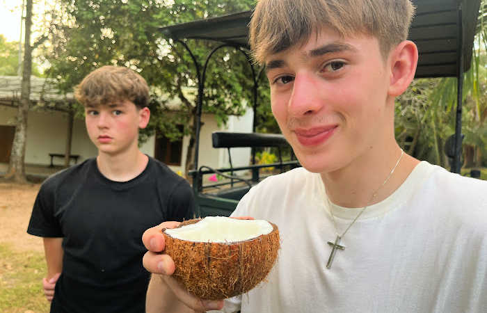 Drinking from a king coconut in Sri Lanka