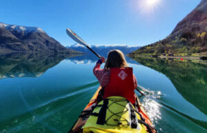 Kayaking on Norway summer family holiday
