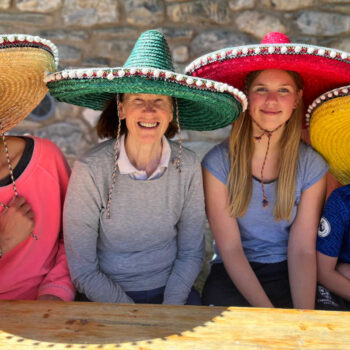 Family wearing sombreros - Mexico Family Christmas holidays
