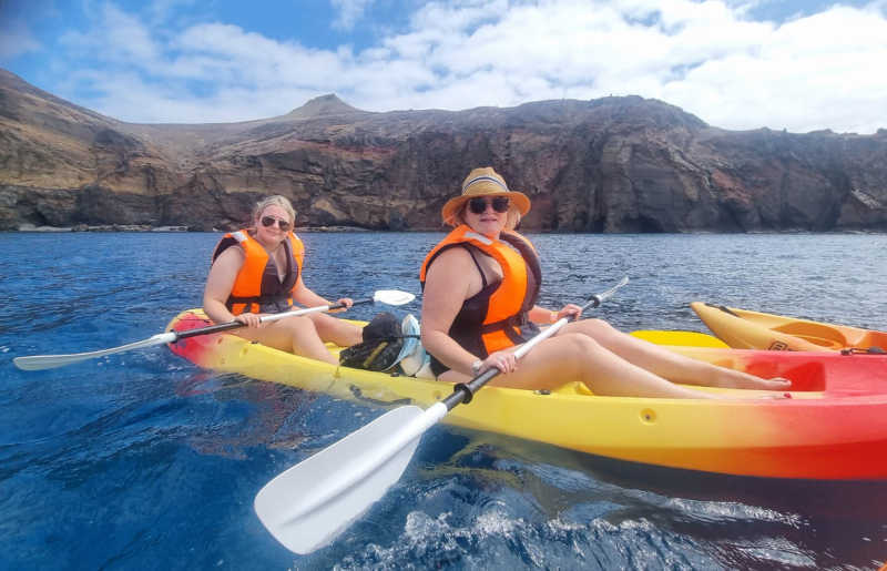Family sea kayaking in Madeira