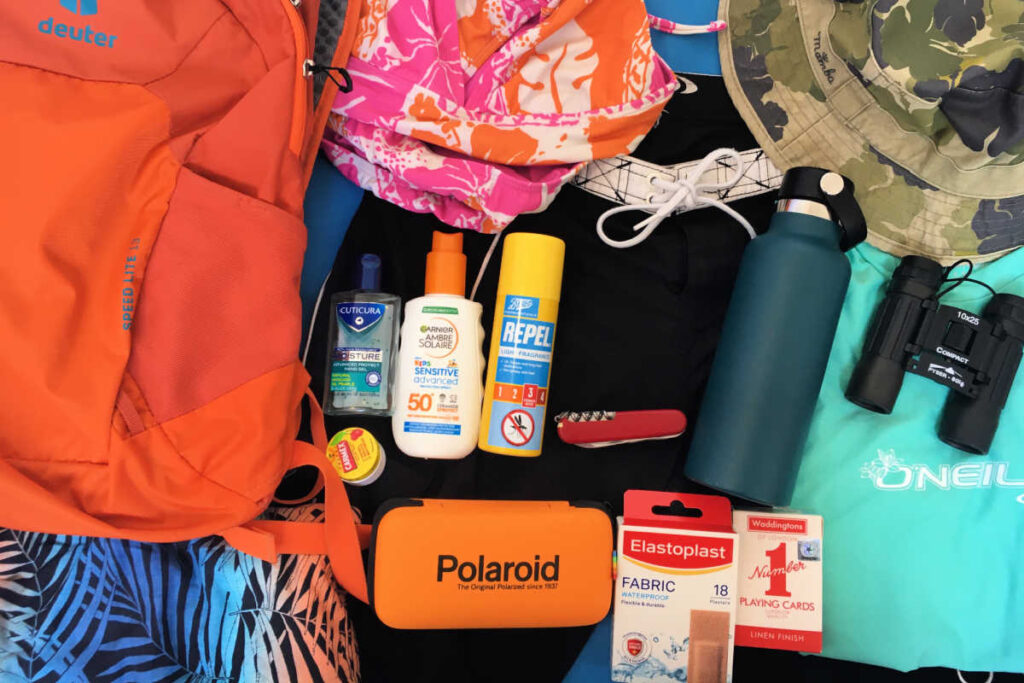 Family holiday packing list - items ready to pack