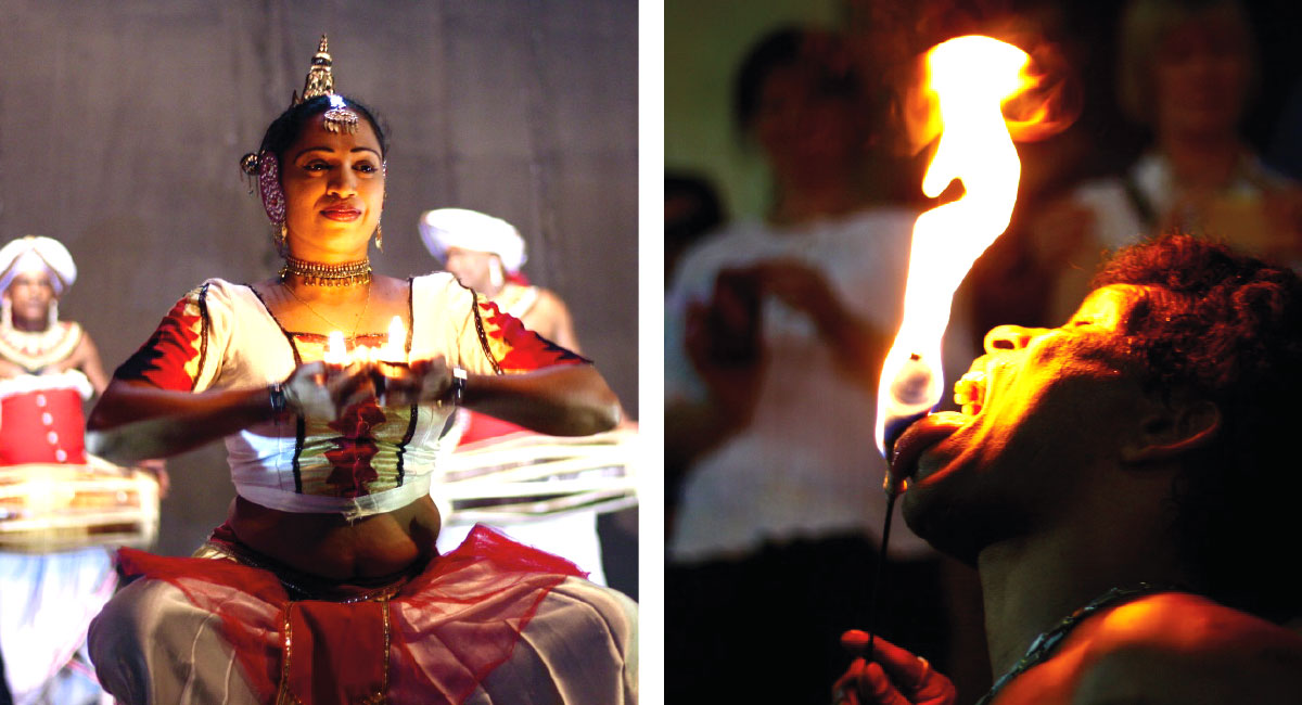 Fire eating and cultural dancing in Sri Lanka