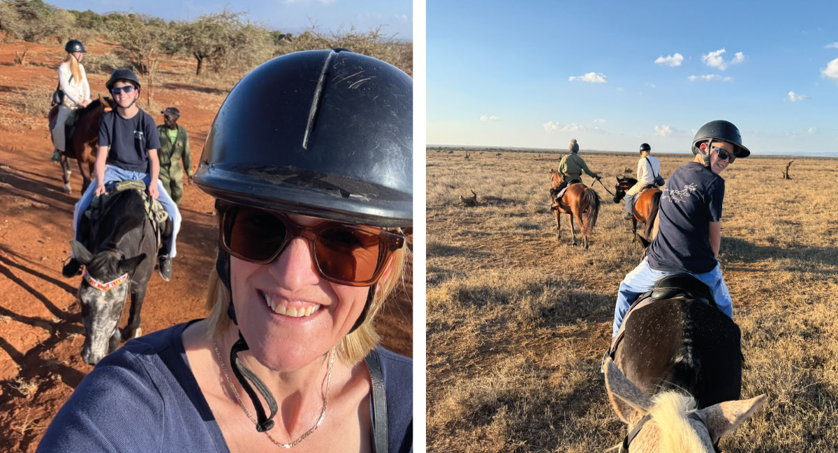 Family riding in Laikipia on Kenya birthday celebration holiday