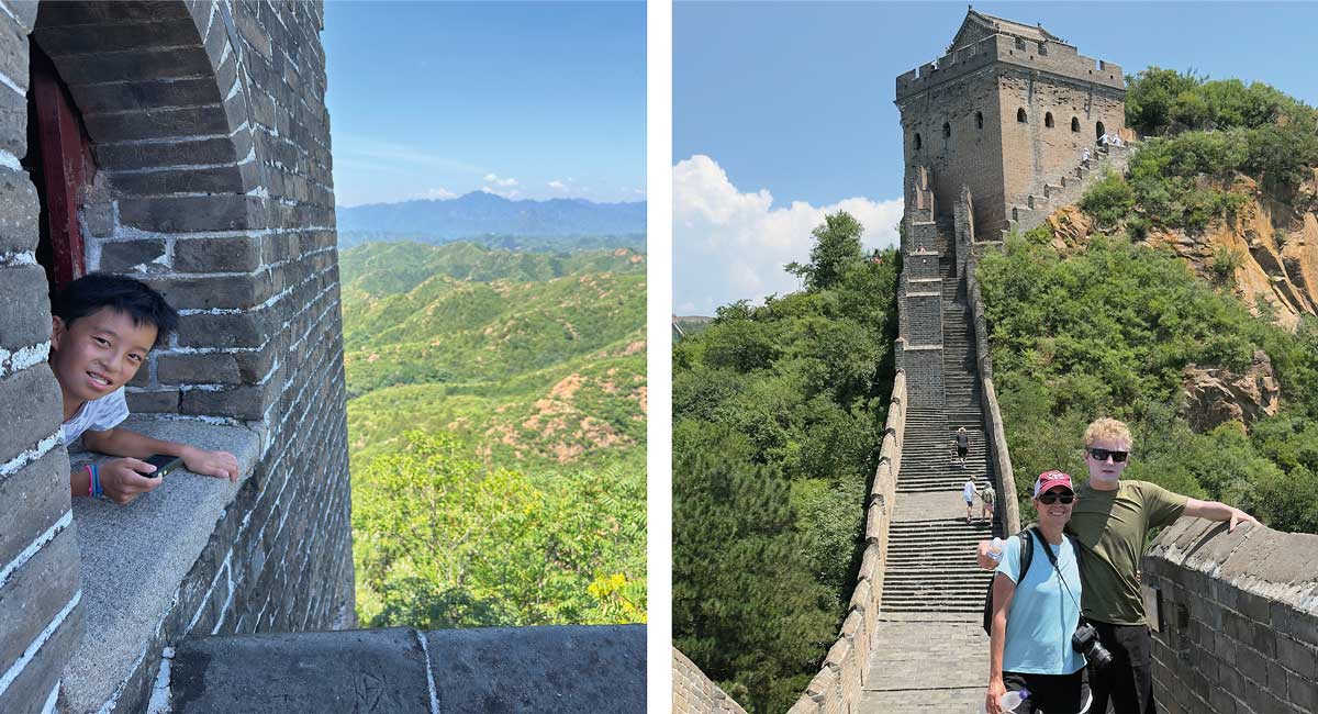 Family exploring the Great Wall of China on a Stubborn Mule trip