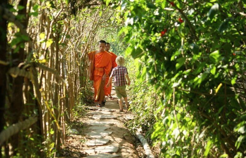 Laos family holidays - monks in Luang Prabang - Easter