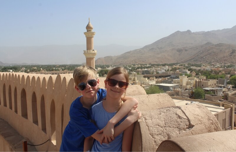 Exploring Nizwa Fort on Oman with kids holiday