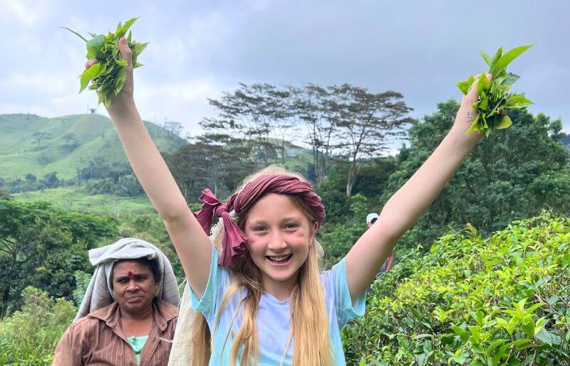 Teenager in Sri Lanka tea picking