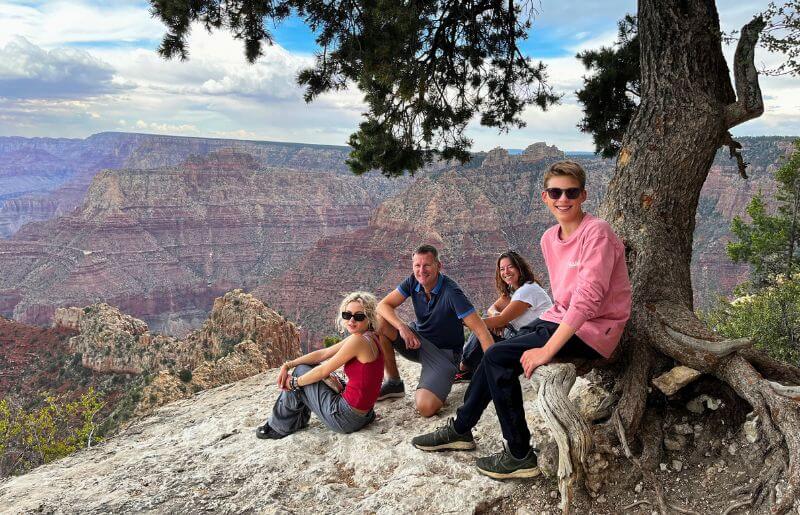 Family in USA landscape, Western National Parks