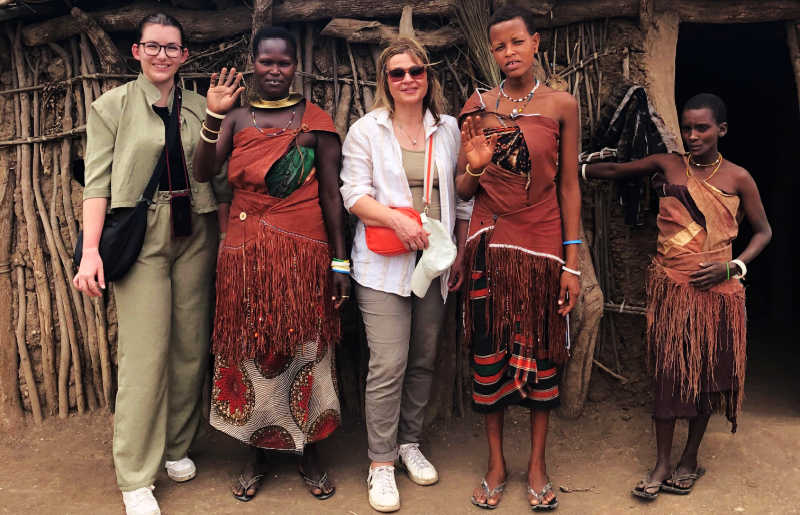 Emma and Jess meting the Ndatoga and Nzabe tribes, Tanzania