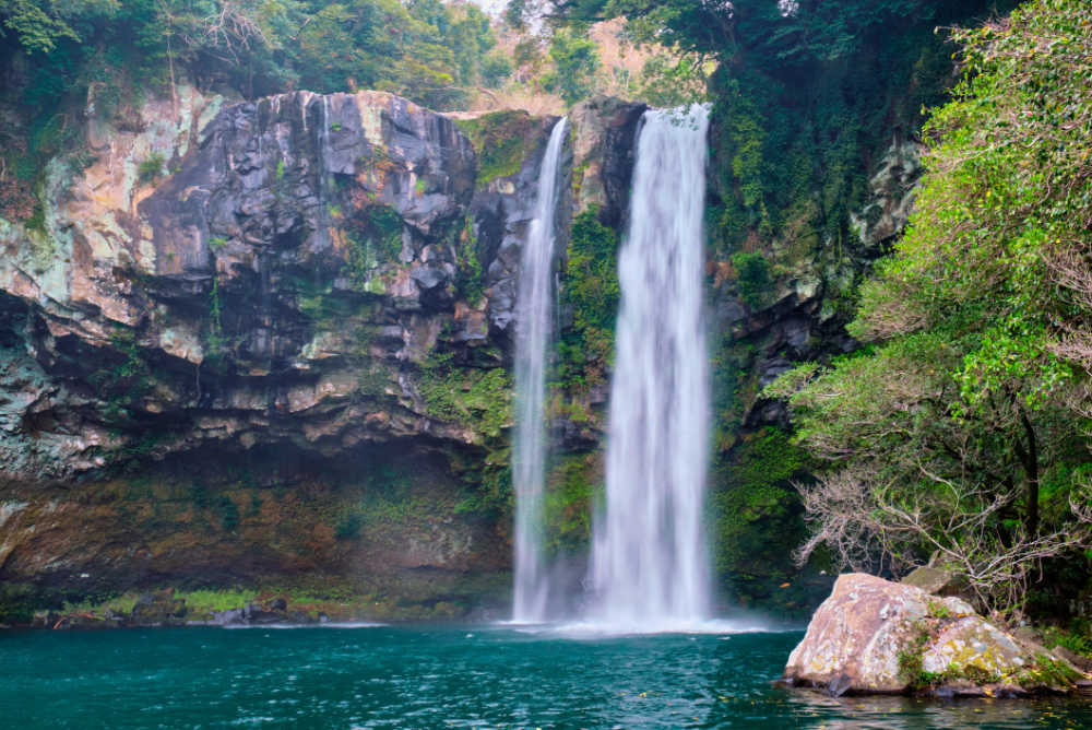 Cheonjiyeon Waterfall, one of the tourist attractions of Jeju Island, South Korea