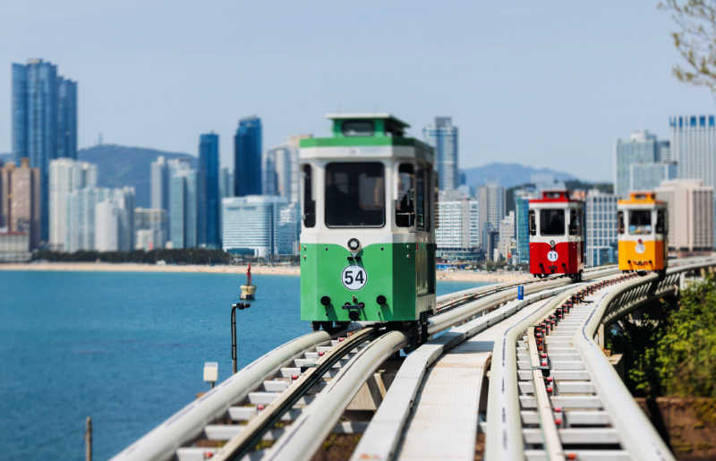 Haeundae Blue Line Park, Sky Capsule train, Busan,