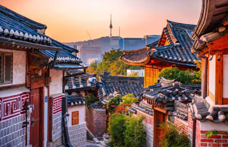 Traditional Bukchon Hanok village ,Seoul South Korea.