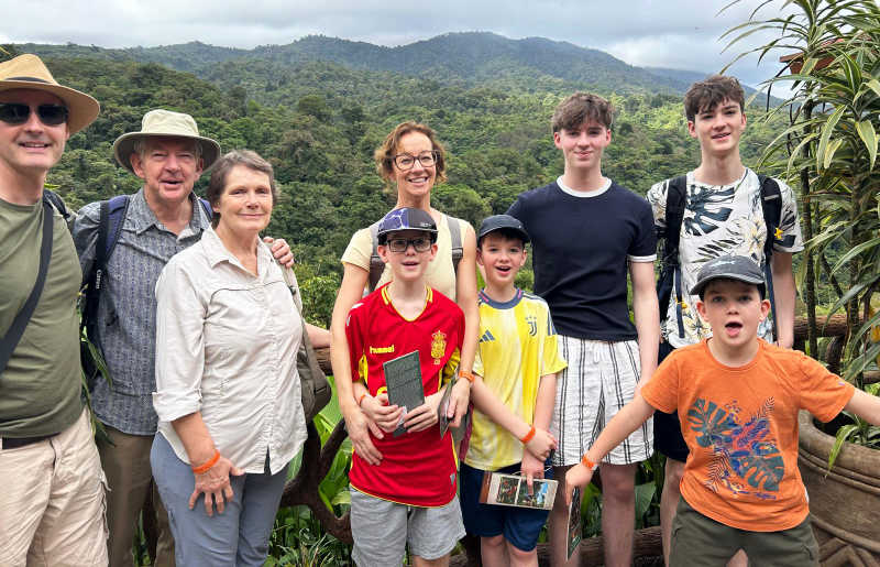 Family with grandparents and grandchildren, on holiday in Arenal, Costa Rica
