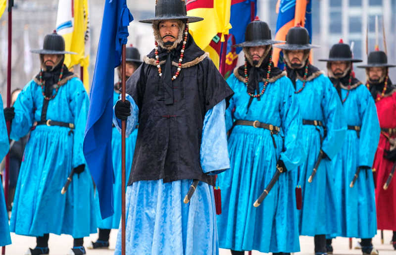 Palace guards at Gyeongbokgung Palace, Seoul
