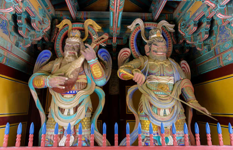 Wooden Korean Guardian Sculptures in Bulguksa Temple, a South Korea highlight