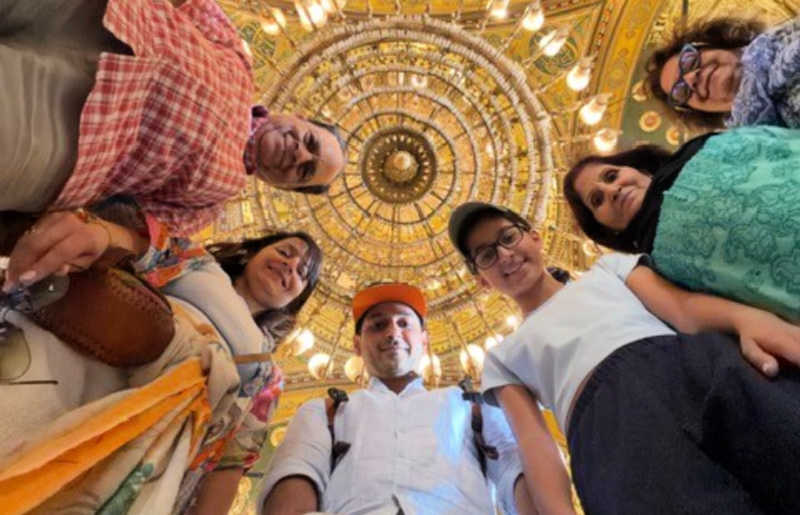 Family with grandparents on holiday together in Egypt