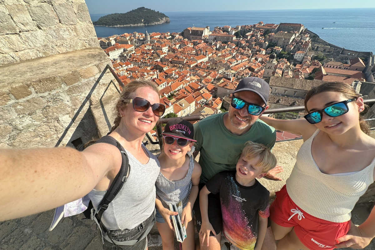 Family taking a selfie in Dubrovnik
