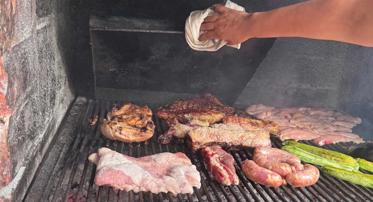 Meat on a grill at an Argentine ranch in the Pampas
