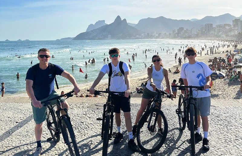 Cycling in Rio - beside the beach - on a family holiday with kids