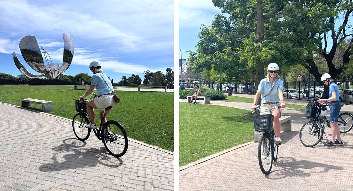 Family-friendly activities in Buenos Aires, cycling in traffic free areas, past scultures
