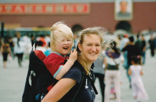 Liddy Pleasants in China with her young son, blog feature author, for China with Kids