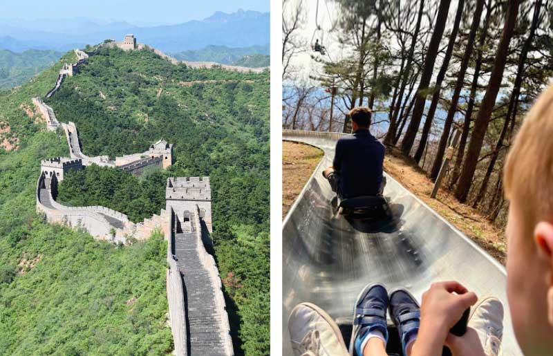 Visit the Great Wall of China with the kids, and toboggan down on a slide - families love this