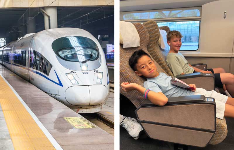 Rise the bullet train when holidaying in China with kids - distances are big in China and these trains make life simple