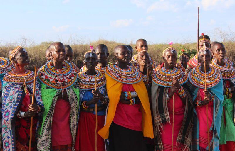 A group of Maasai in traditional clothing