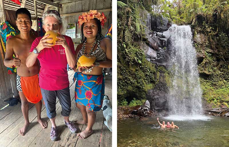 Stubborn Mule Travel team visit the Embera tribe and cool off in the waterfall - Panama family holidays