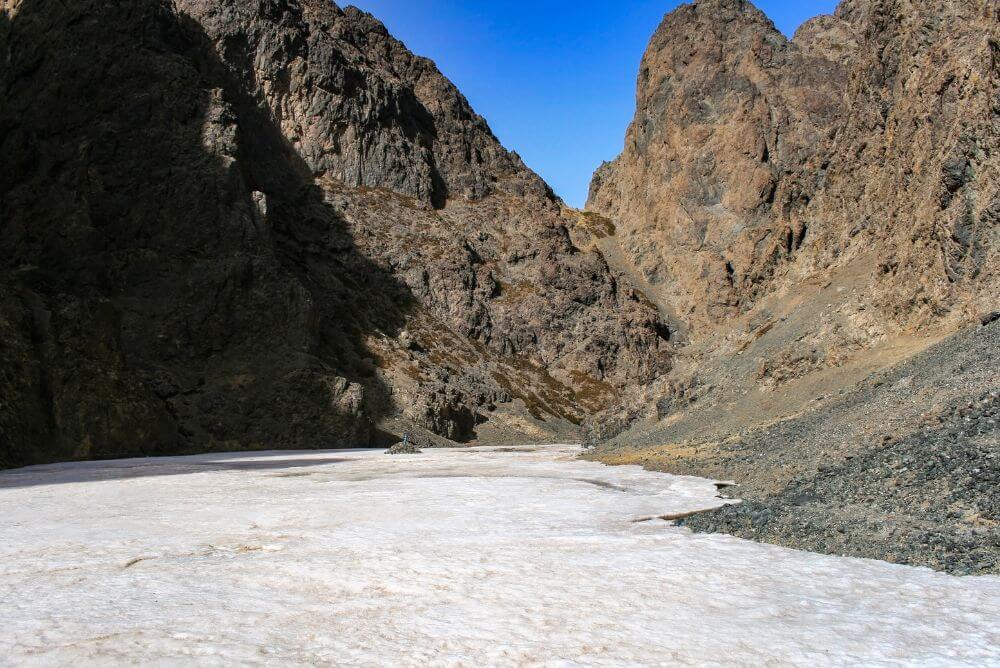 Glacier at the entrance of Yolyn Am in Gobi - places to visit in Mongolia