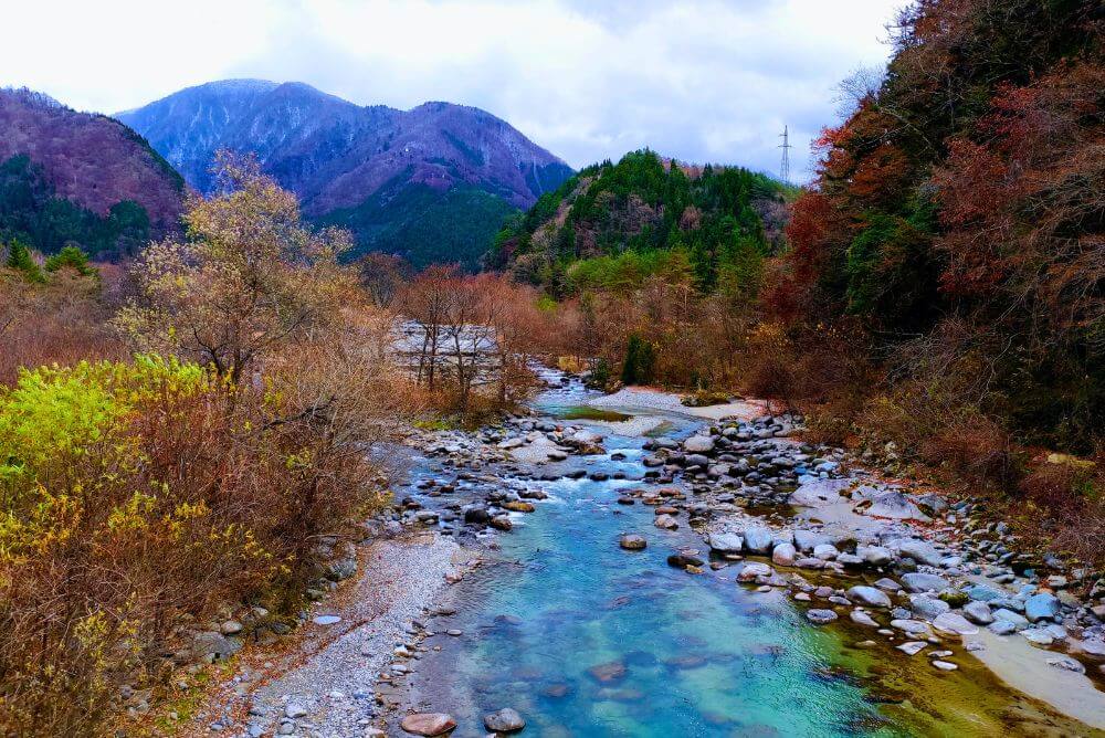 Mountains and stream of the Nakasendo Trail