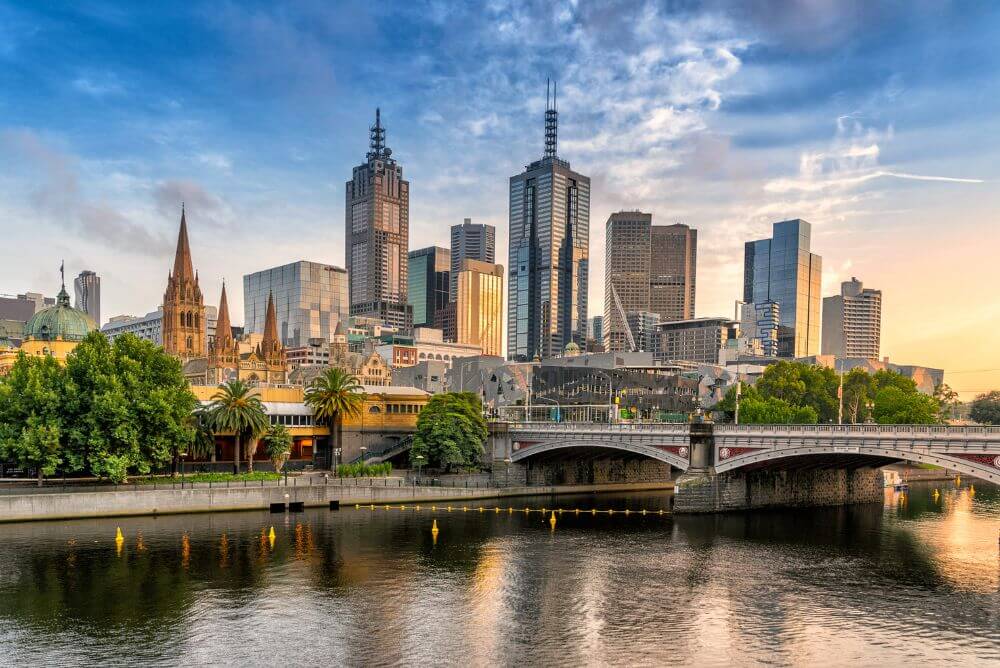 Melbourne city skyline in Australia
