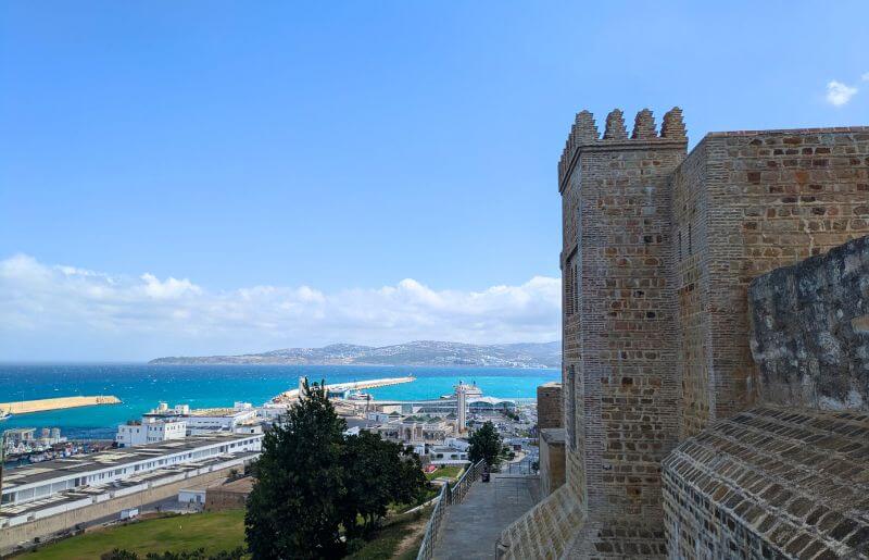 Looking over the city walls of Tangier to the port